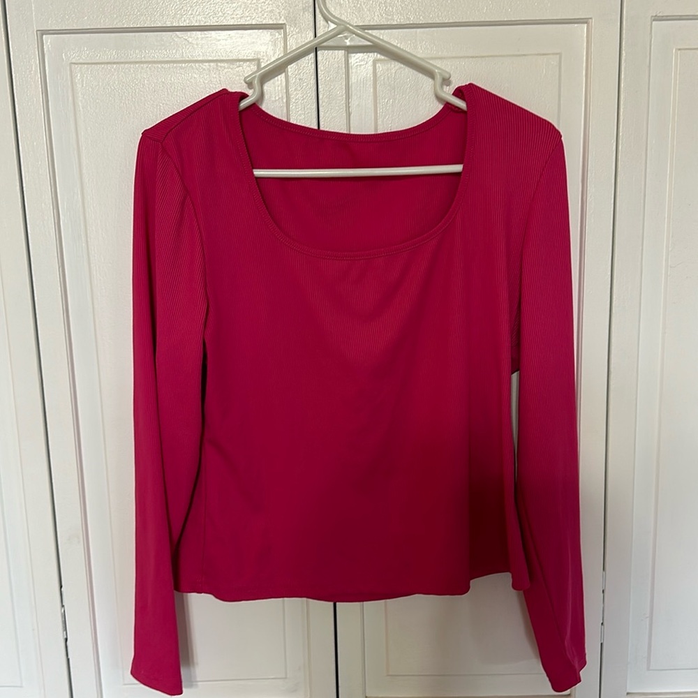 SHEIN hot pink, long sleeve scoopneck top